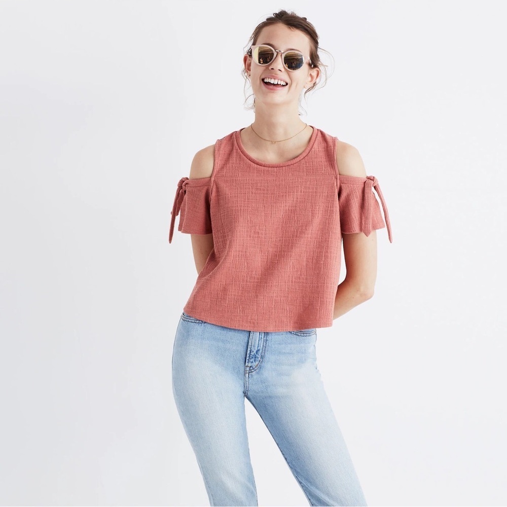 Madewell Women's Cold Shoulder Top - Pink - Picture 2 of 6